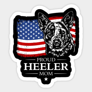 Proud Blue Heeler Mom American Flag Sticker